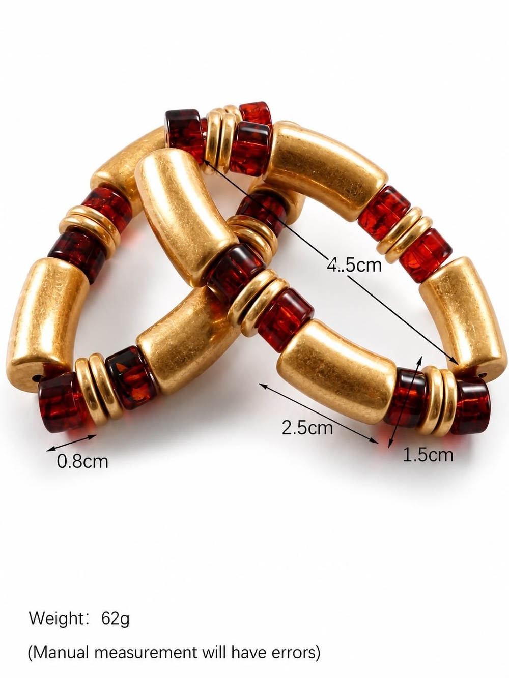 Gold Heart Charm Red Bead Necklace by - Picture 2 of 8
